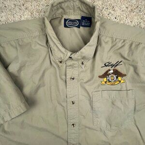 Harley Owners Group Men’s Shirt Beige Biker Button Up HOG XL Cotton Short Sleeve